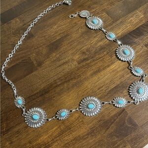 SHEIN Silver and Turquoise Floral Belt